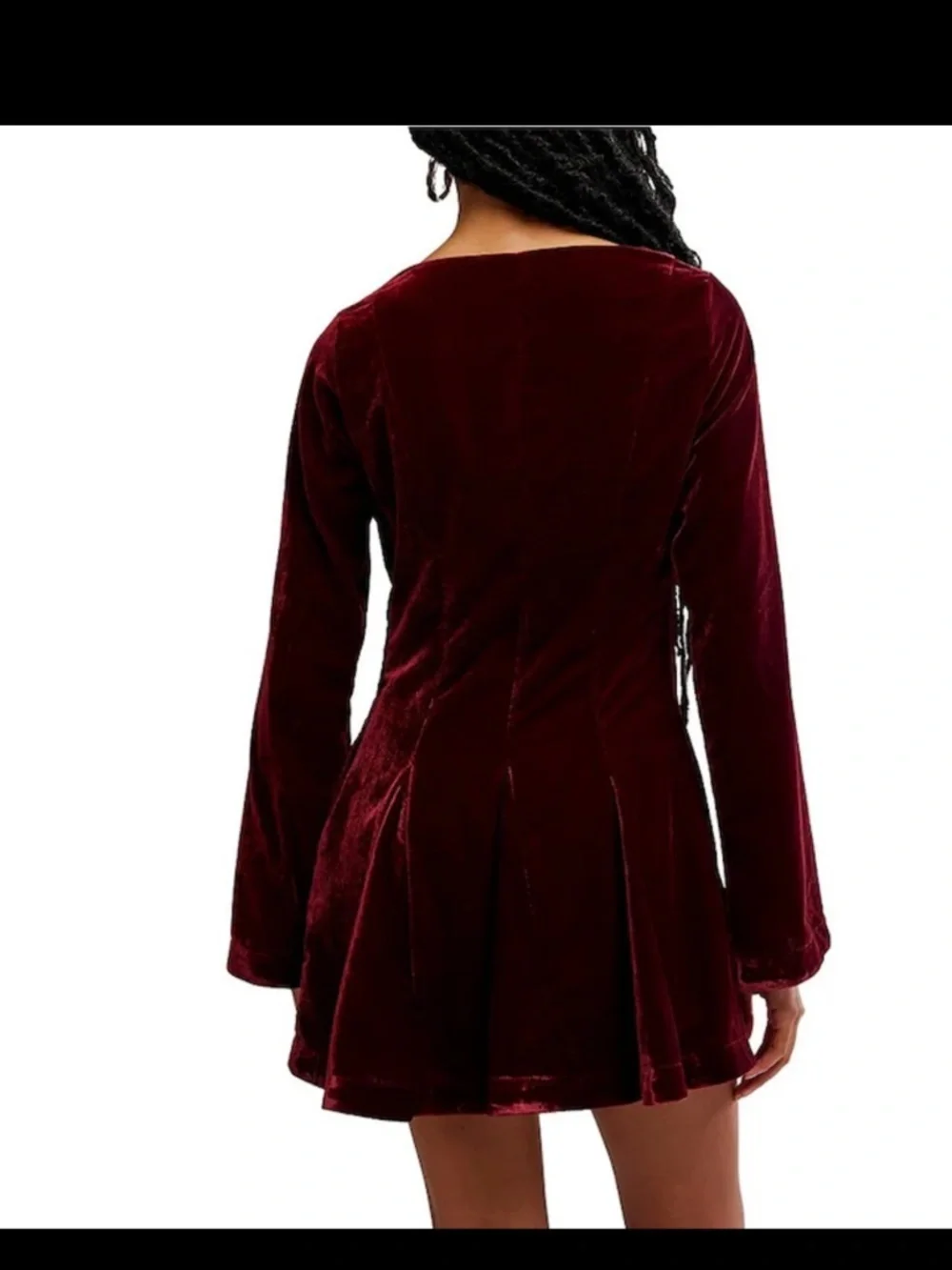 NWT free people Linney V-Neck Tie Front Long Sleeve Velvet Mini Dress
